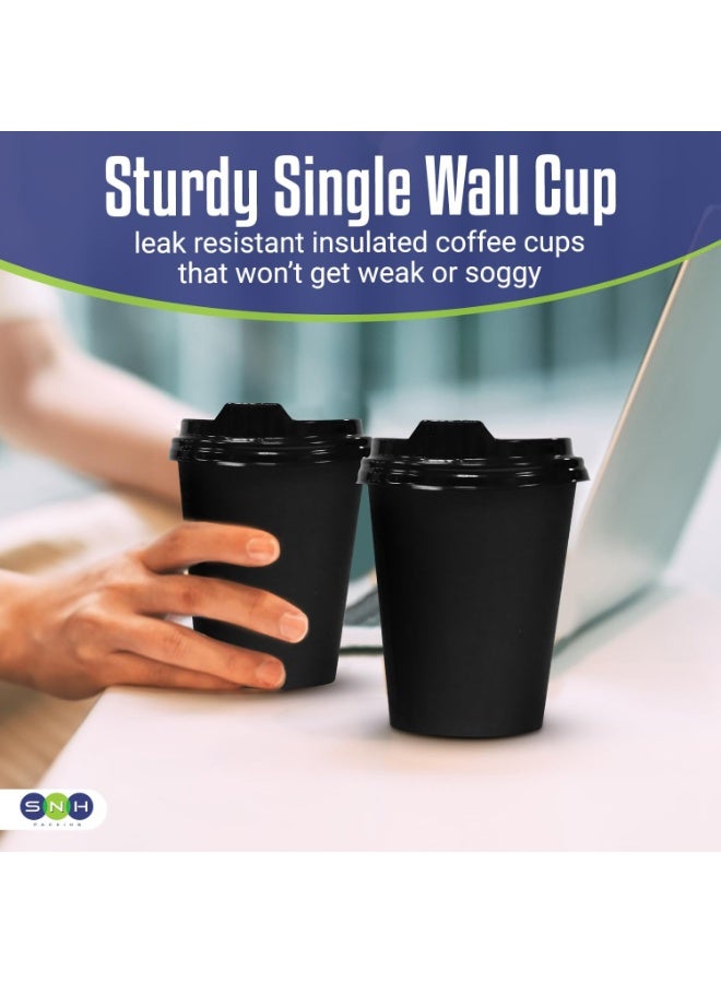 SNH Packing 12 oz (Pack of 10) Heavy Duty Disposable Coffee Paper Cup with Lid Black- Single Wall Disposable Cups with Lid for Cold & Hot Drinks - Ideal Coffee Cups Disposable for Cafes & Offices. - Image 4